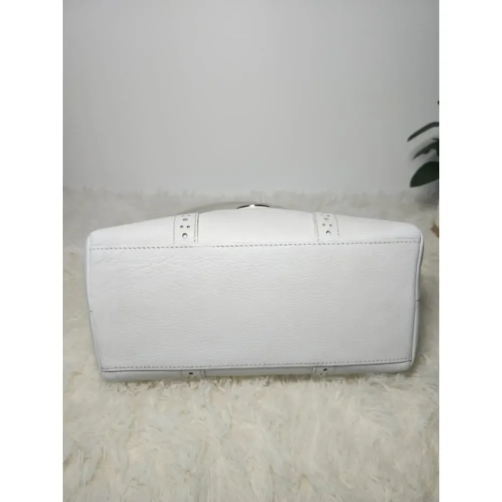 Dooney & Bourke Shoulder Bag White Leather Gold Hardware Hobo Classic Minimalist - Picture 7 of 17